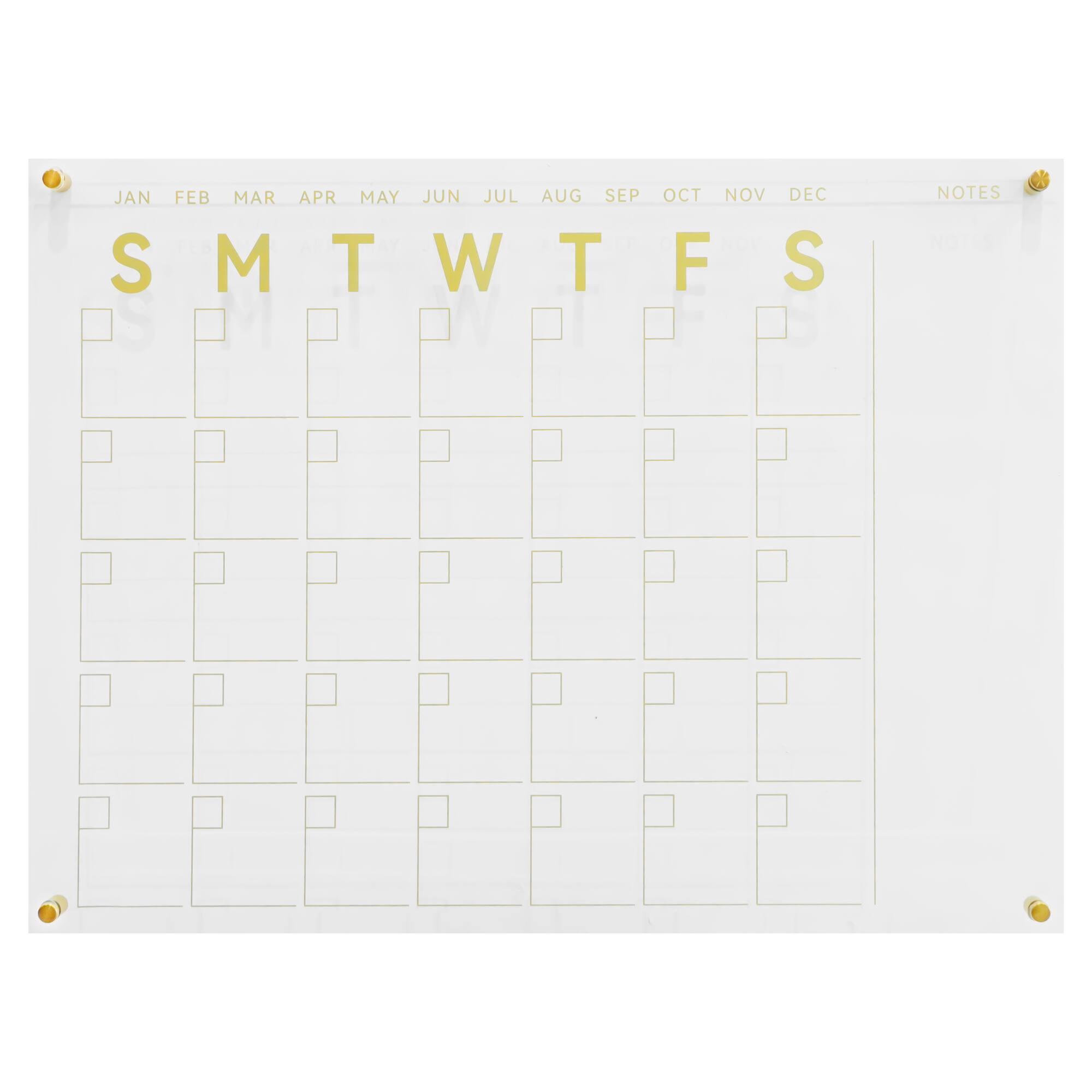 24" x 18" Clear Acrylic Dry Erase Calendar by Ashland®